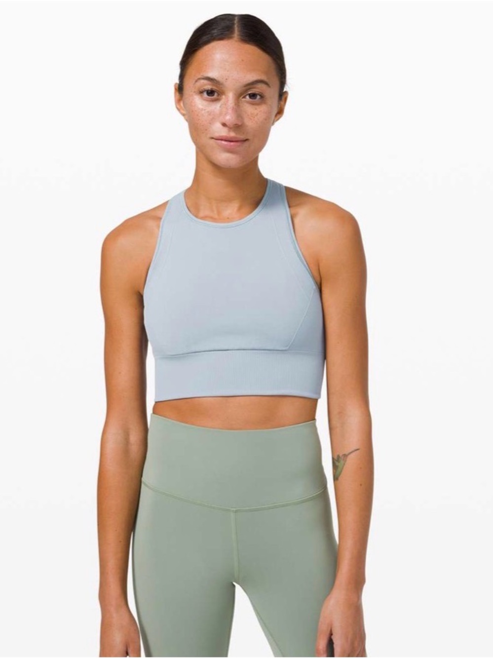 lululemon athletica Ebb to Train High-Neck Crop Bralette in Pale Blue